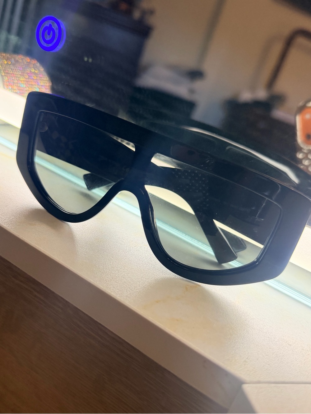 Gucci Glossy Black Shield Sunglasses